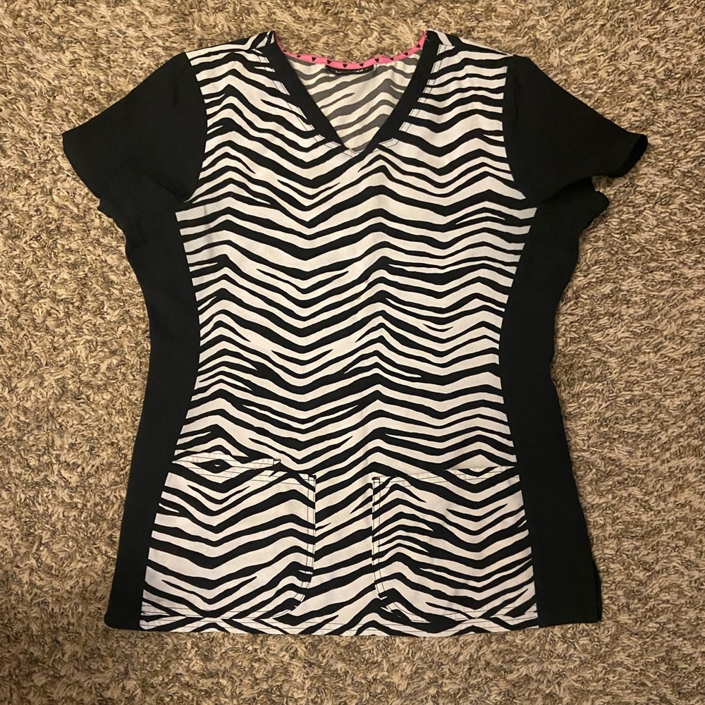 Zebra scrub top heart and soul